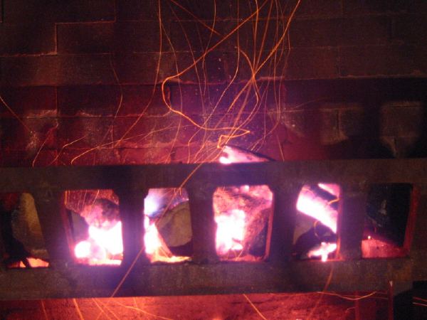 A fire in the pavillion.