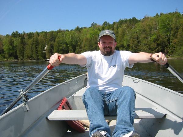 Me rowing to play in the falls.