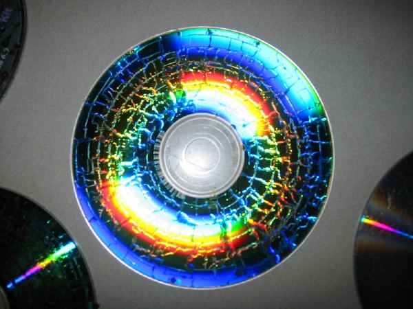 Closeup of microwaved CD.