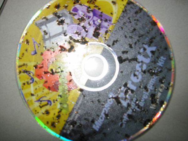 Closeup of microwaved CD.