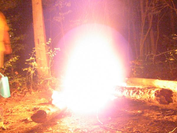 Fire while camping.